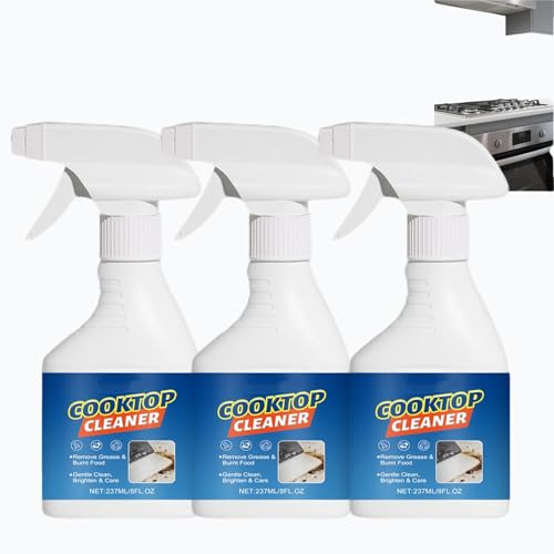 Non-Scratch Ceramic Hob Cleaners Spray, Oven Glass Cleaner for Burner, Glass & Induction Hob Cleaning Spray, Fast-Acting Stubborn Stain Remover, Safe Cooktop Cleaner for Gas Electric Hobs, (3PCS)