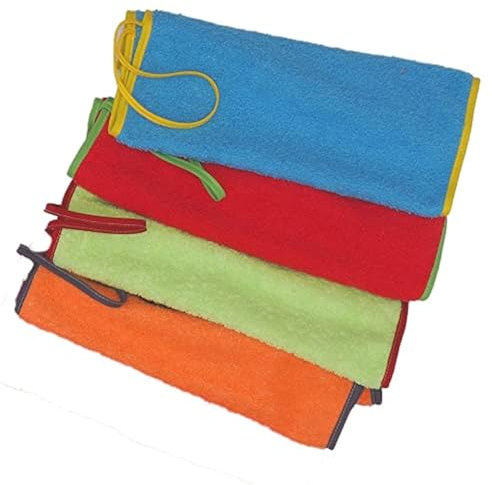 Ti TIN Confezione Da 4 Asciugamani in Spugna | 4 Asciugamani 90% Cotone - 10% Poliestere, 29x50 cm, Colori Blu e Arancione