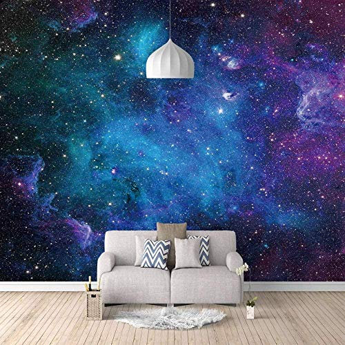 Papel Tapiz Fotográfico Azul Púrpura Cielo Estrellado Papel Tapiz Fotográfico 3D Mural Papel Tapiz Con Motiv Pared Pintado Papel Tapiz 3D Decoración Dormitorio Fotomural Sala Sofá Mural-200cm×140cm