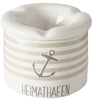 Aschenbecher Sturmaschenbecher Keramik für draussen mit Deckel Maritimes Design 7 x 10 cm Heimathafen