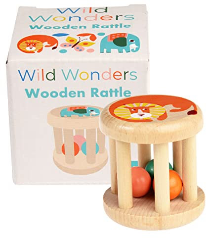 Rex London Rassel Greifling Beißring Holzspielzeug „Wild Wonders“