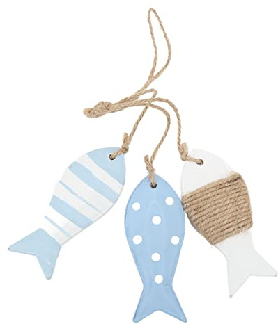 Zerodis Pesce da appendere alla parete in legno decorato, decorazione in legno pesce decorazione vintage ornamento spiaggia tema arte da parete in legno da appendere decorazioni nautiche di