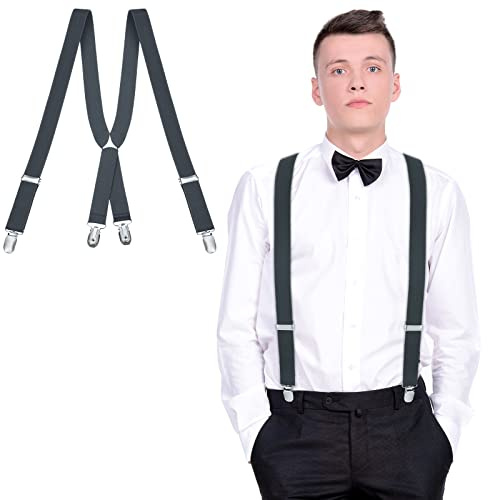 SATINIOR Hosenträger Herren Schmal X-Form Clips Verstellbar Elastisch Anzug