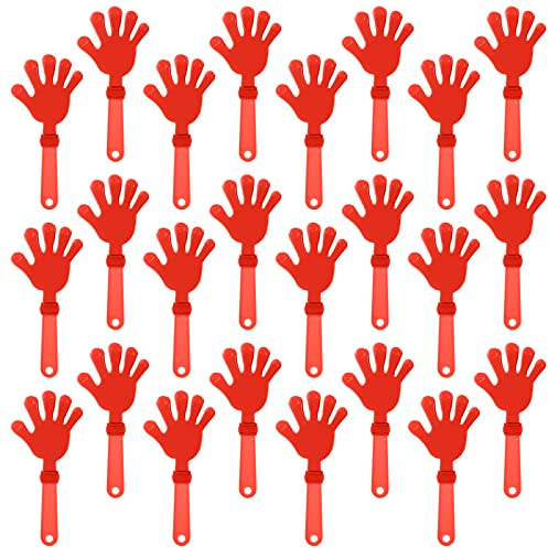 ZCYSRLQIN 24 Pcs Coral Red Hand Clappers 7.5 Inch Clappers Noisemakers Noise Makers Party Favors Plastic Clapper Sporting Events Cheers Ball Dance Basketball Football Noisemakers（Coral Red）