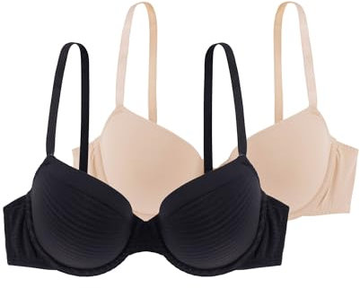 Dorina Louise-d-2pp Reggiseno Coppa, Nero/Beige, 5B (Pacco da 2) Donna