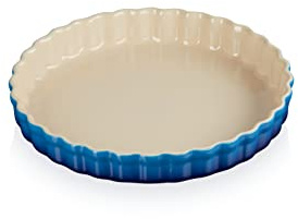 Le Creuset Heritage räfflad flanfat, stengods, Ø 24 cm, 1,12 kg, Azure, 71120282200001