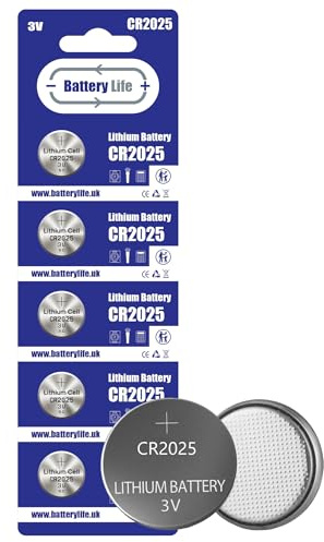 Battery Life CR2025 Batteries 3V Coin Button Cell CR 2025 Lithium Long Life For Car Key fob, Scales, Toys, Watch, LED Lights & More UK Brand (5 pack)