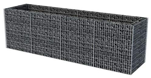 Keketa Gabion Raised Bed Garden Steel Gabion with Bed Gabion Stone Basket Planter Gabion Steel Metal Planter Gabion Large 360 x 90 x 100 cm Silver