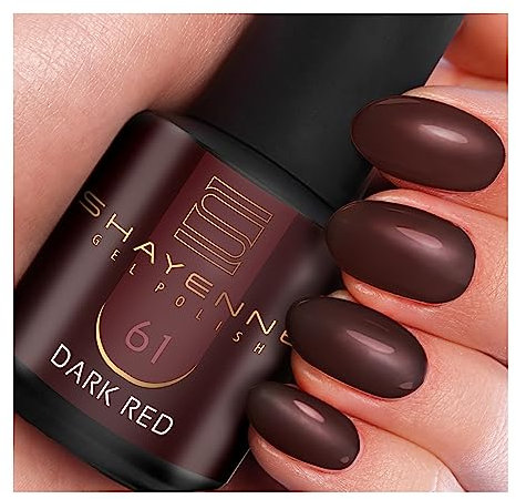 SHAYENNE Shellac Gel Nagellack 15 ml für UV LED Lampe | 61 Dark Red Rot Dunkelrot | MADE in GERMANY | Gel Nail Polish for UV Nail Lamp | LED Nagel Lack Gellack Nagelgel