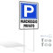 SINMAO Cartelli Parcheggio Privato in Alluminio con Punte per il Pavimento e Fori Preforati 20x30cm, 2 in 1 Può Essere Fissato al Suolo o Appeso, Protezione UV Contro lo Sbiadimento