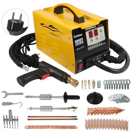 PLAYOCCAR 220V Spot Welder Dent Puller Machine, 3KW 3500A Car Body Stud Dent Repair Kit with 7 Welding Modes, small Joints & 82pcs Accessories