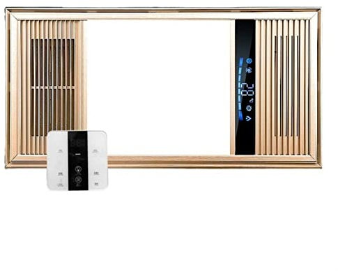 Exhaust Fan 3 in 1 Bathroom Ventilator Fan with LED Lights and Heater, Ceiling Integrated Exhaust Fan with Hot&Cold Wind, 30×60CM Rectangular Ventilator Fan Vent Fan (Color : Remote Gold)