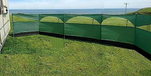 Freshnewlooks Windbreaker Wind Sichtschutz Camping Blocker 5 Panel Garten Strand Windschutz 1,5m hoch x 8,4m lang (1 Waldgrün)