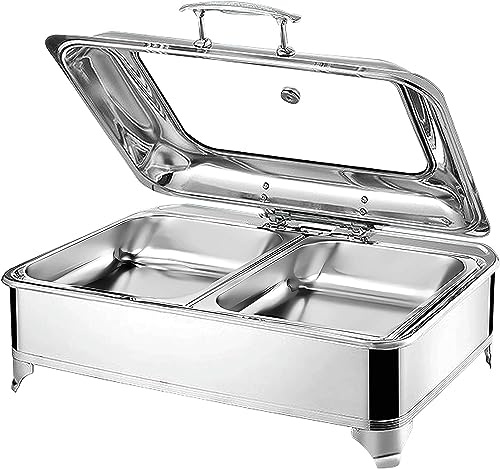 Chafing Dish Electrico 9L Calentador de Alimentos de Acero Inoxidable para Buffet y Fiesta, Calentador de Buffet Electrico - Temperatura Regulable (0-85℃), Mer Alimentos Calientes