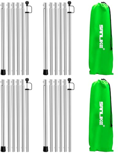 SANLIKE Edelstahl Teleskop Stützstange 240cm 4er Set für Zelte und Tarps | Ideal für Sonnensegel Vorzelte Markisen, rostfester Stahl, ersetzt alte Stangen, flexibel verstellbar für Outdoor Fans