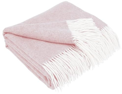 LYHome Plaid Cashmere con Lana Merinos - Coperta Invernale, Copriletto per Letto Divano, Singolo Matrimoniale Mezza Stagione, Coperte Pura Lana Morbida (140 x 200 cm | Rosa Tenue A spina di pesce)