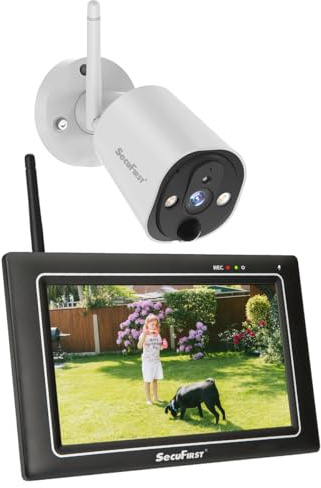 SecuFirst 2K Überwachungskamera Aussen mit Monitor,Arbeiten ohne WLAN