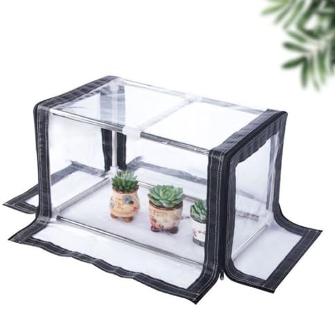 GRRICEPL Garten Gewächshaus, tragbares Mini Gewächshaus, regenfester Pflanzenhaus Blumenständer, Edelstahlrahmen, einfach zu montieren (Farbe : klar, Größe : 60x40x40cm)