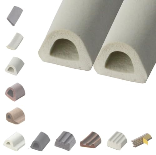 BRESKO 6-100 m Fensterdichtung Selbstklebend Dichtung Gummidichtung Epdm Türdichtung Dichtband Gummi Fenster Profil Abdichtung Dichtungsprofil (D - 14x12 mm - weiß, 2 x 3 m (6 m))