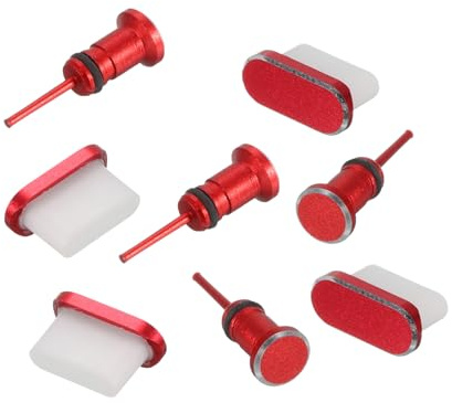 sourcing map USB Type C Anti Dust Plug Port Duct Covers Caps USB C Port Protectors for Type C Port, Red Pack of 4