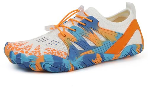 AUXDIQ Schwimmschuhe Badeschuhe Aquaschuhe Surfschuhe Wasserschuhe Strandschuhe Barfuß Schnell Trocknend für Damen Herren, Blau, 42 EU