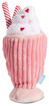 Barkbox Red Whine Milkshake Hundespielzeug, Quietschendes Hundespielzeug, Plüsch-Hundespielzeug, Welpen- und Haustierspielzeug für sehr kleine bis kleine Hunde