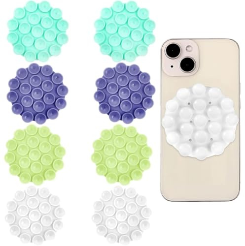 4pcs Ventosa per Telefono per Tutti i Modelli di Telefono, Attacca Telefono Ventosa Supporto per Cellulare Vivavoce Antiscivolo per Selfie e Video Ventose per Cellulare
