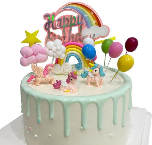 rainbow colorful Cake Topper Set