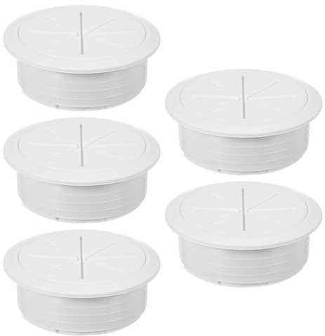 PATIKIL Cable Hole Cover, 5pcs 2.36inch/60mm Desk Wire Cord Cable Grommets Hole Cover for Office PC Desk Cable Cord Organizer, White