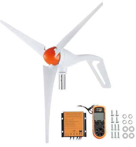 VEVOR Generatore di turbina eolica da 12 V-500 W, kit con anemometro, generatore di energia eolica a 3 pale, controller MPPT e direzione antivento regolabile, adatto per casa, camper, barche, fattoria