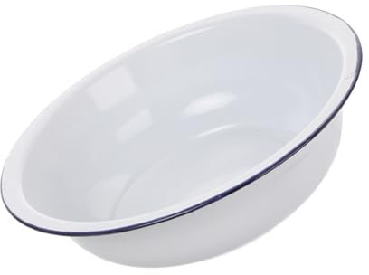 Hemobllo Große Emaillierte Schüssel Weiß Vintage Emaille Waschbecken Dickwandig Vielseitig Zum Gemüsewaschen Teigkneten Und Gesichtwaschen Haushaltsbasin Langlebig Und Pflegeleicht