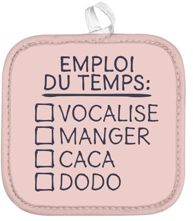 Manique de Cuisine - Emploi du Temps Bébé Humour Blague - (17 x 17 cm)