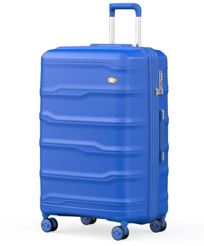 MGOB 28 Inch Luggage with Spinner Wheels, Large Hard Shell Suitcase, Lightweight PP Luggages with TSA Lock, Checked-Large Suitcases 28-Inch, Blue