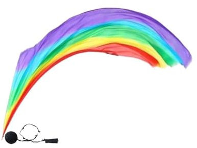 KONDARI Bauchtanz Schal Tanz Seidenschleier Bauchtanz Seidenschal Schleier Streamer Abgestufte Farben Seidenfahnen mit Ball Bauchtanz Seidenschal Bauchtanz-Schleier(Colorful)