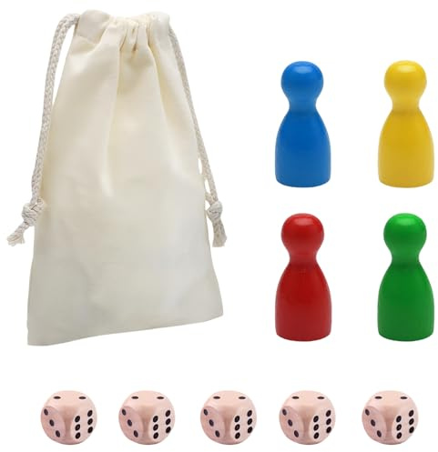 TenaLucy Pedine Multicolori 160 Pezzi con 10 Dadi, Pedine Gioco Tavolo in Legno di Loto, per Giochi da Tavolo