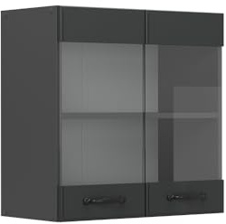 Vicco Küchenglasschrank R-Line, Anthrazit Landhaus, 60 cm | MDF-Front · 1 Einlegeboden · Tiefe – 31 cm · Metallgriffe · ✓ Alles im Blick