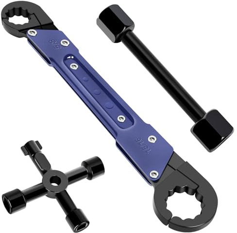 Wonfly Plumbing Tools, Angle Stop Wrench Angle-On Wrench kit, Professional Plumbers wrench Angle Stop Removal Tool for Installing New Compression Angle Stop and Removing the Compression Ring