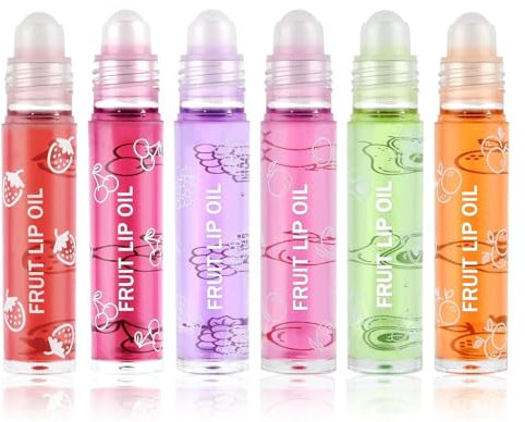 Sularpek Lot de 6 brillants à lèvres hydratantes à bille aromatisées aux fruits, naturellement brillantes et durables, pour femmes et filles