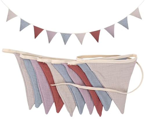 Kids Room Cotton Fabric Banners Decoration Breathable Pennant Chain Triangular Flags Bunting Garlands Wall Art Decors