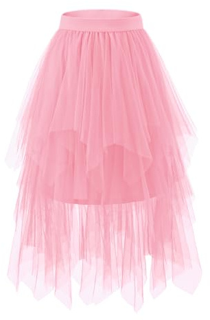 Bridesmay Tyllkjolar för kvinnor Fairy A-linje fluffig nät lager midi lång tutukjol, S
