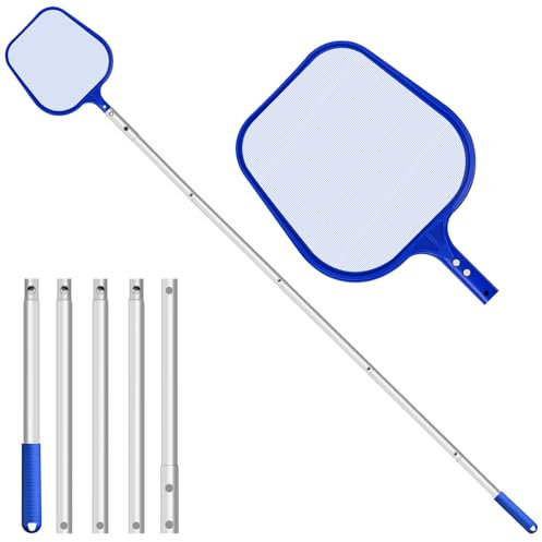 CNMTCCO Pool Kescher, 204 cm Long Pond Net with Telescopic Pole, Thickened Aluminium Alloy Pole, Fine Mesh- for Pond, Algae & Bestway Pool, Spa, Ponds, Hot Tubs
