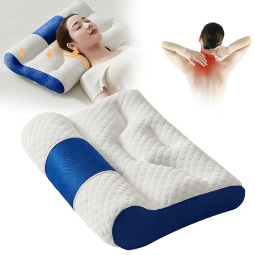 Mzzsveuy Sleep Enhancing Cervical Support Comfort Gooses Down Pillow, Cervical Neck Pillow for Sleeping, Ergonomic Neck Support Pillows For Sleep Enhancing, Soft and Comfortable