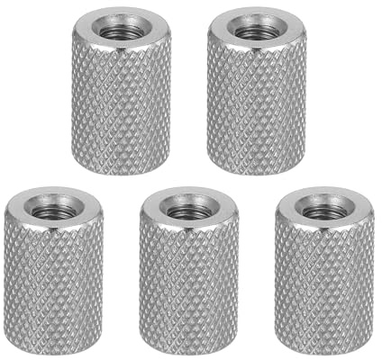 sourcing map 5 Pcs M5 Flat Knurled Thumb Nuts, 304 Stainless Steel Flat Head Diamond Knurled Through Hole Lock Adjusting Nuts Fasteners for Electronic, Machine, D10 x H15mm