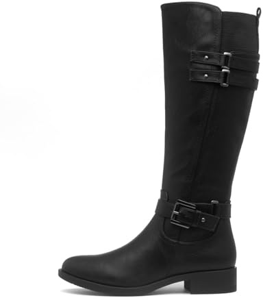 Lilley Womens Black Buckle Knee High Boot