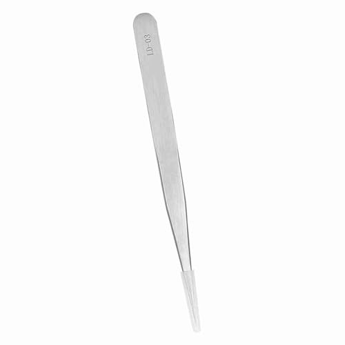 Fockety Ciglia di qualità Innestare Pinzette per Gioielli con Materiale Anti-allergico Ideale per la Scuola Art Argnata Dritta/curva (Silver Straight Timezers LD-03)