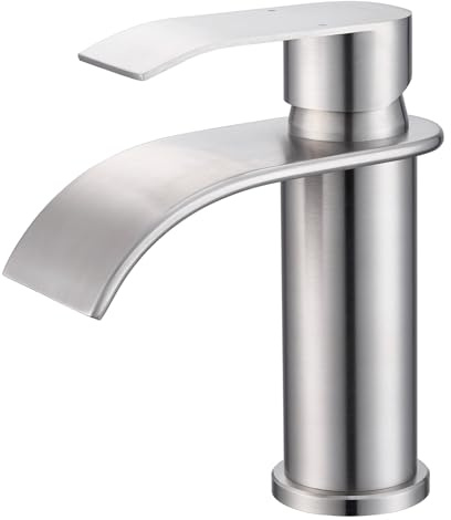 CECIPA Grifo de Baño Cepillado, Grifo de Lavabo de Acero Inoxidable con Altura de Salida 86 MM, Juego de Grifería para Baño