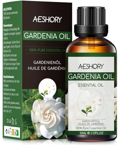 AESHORY Aceite Esencial de Gardenia 50ML, Natural Aceite de Aromaterapia de Gardenia, Aceites de Fragancia Premium para Humidificador Difusor, Masaje, Baño, Cuidado la Piel, Relajación y Calma