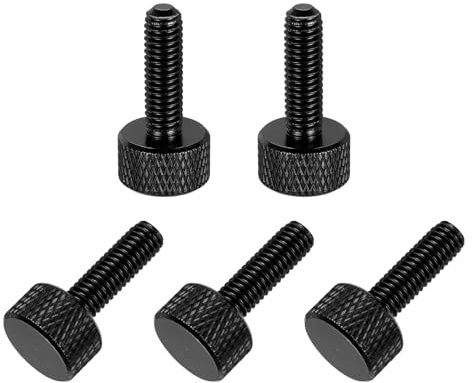 QUARKZMAN 5 Stk Aluminium Rändelschrauben M6x20mm Handschraube Schwarz | Flache Rändelschraube mit Vollgewinde, Eloxierte Handschrauben für PC-Gehäuse, Grafikkarte, Mechanische, Elektronische Geräte