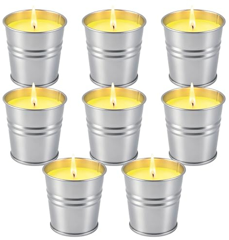 Citronella Kerze Outdoor Groß, 8 Stück 2.5oz Natürliche Sojawachs Kerzen Frischer Duft Citronella Teelichter,Anti Mücken Kerze für Camping Garten Picknicks Lang Anhaltende Brenndauer Rauchfrei