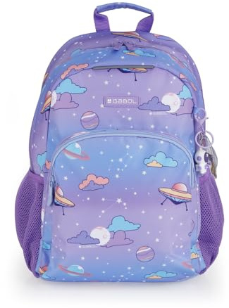 Gabol - Mochila Escolar Adaptable a Carro 31x41x16 cm Cosmos Resistente al Agua con Espalda Acolchada, Organizador Interior y Base Reforzada